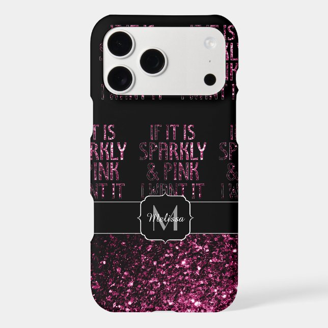 If parkly Pink I want it Black pattern Monogram (Back)