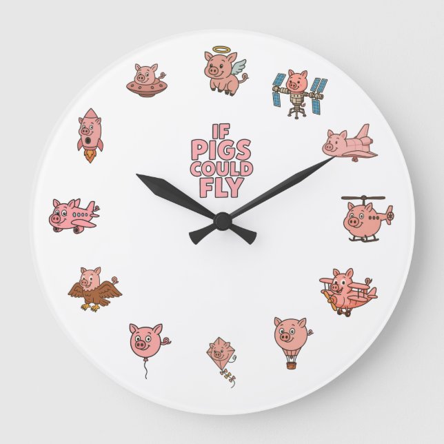 If Pigs Could Fly Wall Clock – Adorable Pig-Planes (Front)