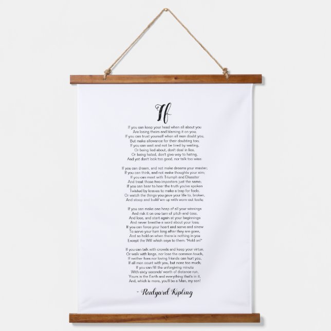 If Poem by Rudyard Kipling Hanging Tapestry (Front)