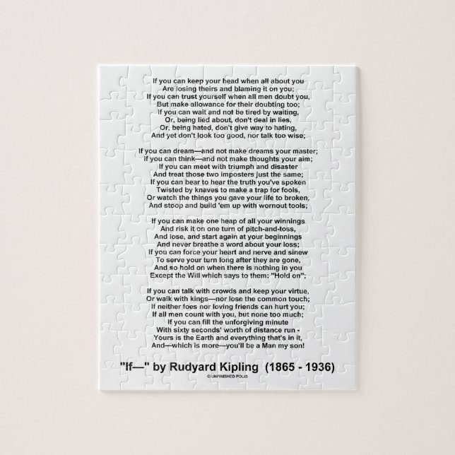 If- Poem by Rudyard Kipling (No Kipling Picture) Jigsaw Puzzle (Vertical)