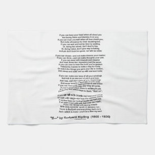 If- Poem by Rudyard Kipling (No Kipling Picture) Tea Towel
