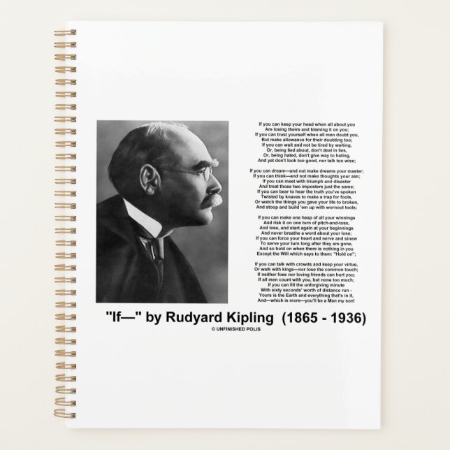 "If— " Poem By Rudyard Kipling Planner (Front)