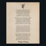 If Poem by Rudyard Kipling Vintage Poster<br><div class="desc">This design features the poem "If" by Rudyard Kipling. Poetry is a form of art that is often overlooked. However, it is a beautiful way to express emotions, share thoughts, and convey messages. Poems inspire people with words of wisdom and insight. This lovely poem print can be personalised further by...</div>