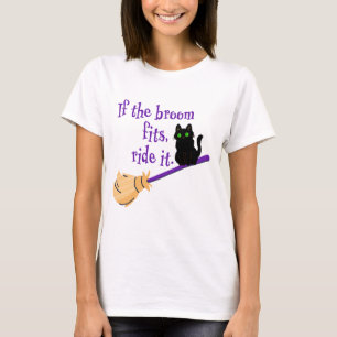 If the Broom Fits, Ride It trendy Funny Halloween T-Shirt