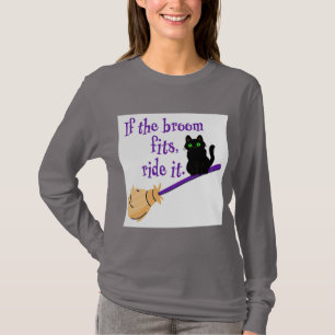 If the Broom Fits, Ride It trendy Funny Halloween T-Shirt