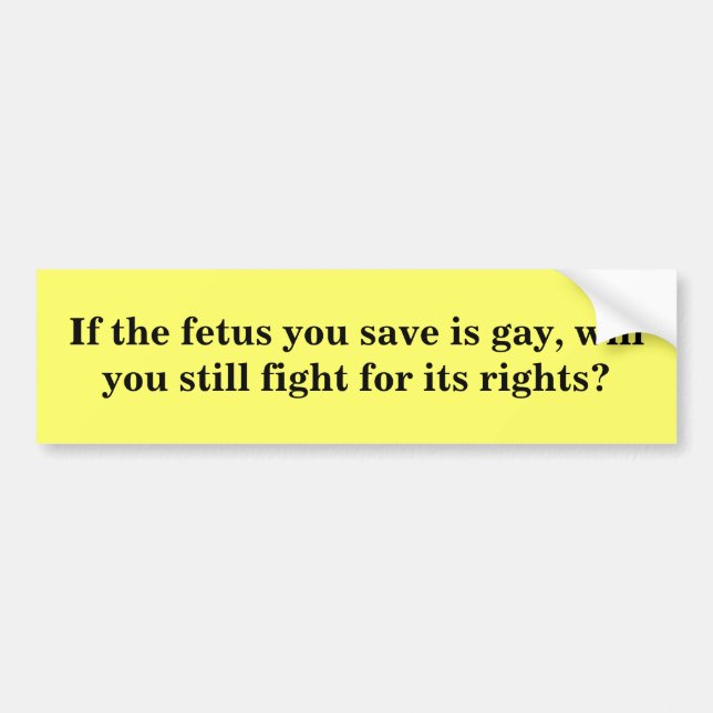 If the foetus you save is gay...? bumper sticker (Front)