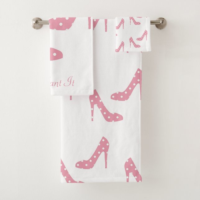 If The Shoe Fits Pink Bath Towel Set (Insitu)