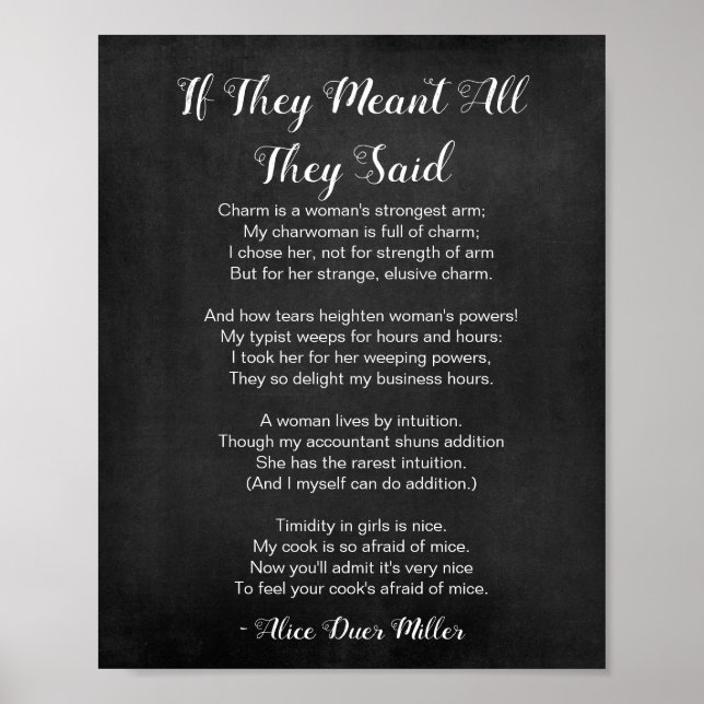 If They Meant All Poem Black and White Poster (Front)