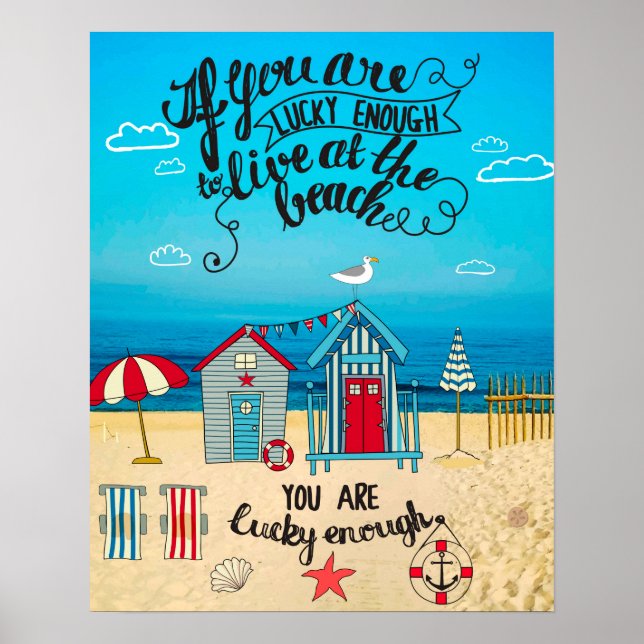 If You Are Lucky Enough| Script Beach Quote Poster (Front)