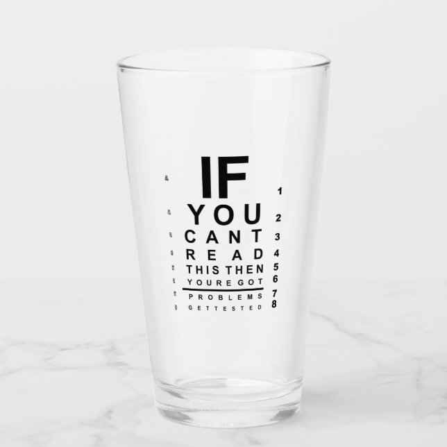 If you can read this eye test chart glass (Front)