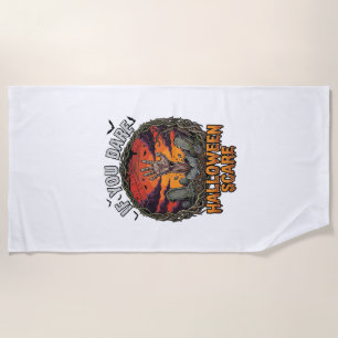 If You Dare Halloween Scare Zombie Hand Tombstone_ Beach Towel
