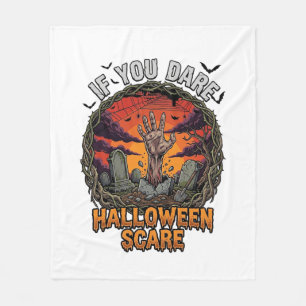 If You Dare Halloween Scare Zombie Hand Tombstone_ Fleece Blanket