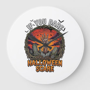 If You Dare Halloween Scare Zombie Hand Tombstone_ Large Clock