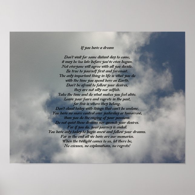 If You have a Dream Poem Poster (Front)