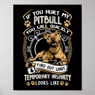 If You Hurt My Pitbull You Will Quickly Dog Pit Bu Poster