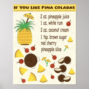 If You Like Pina Coladas recipe design Poster