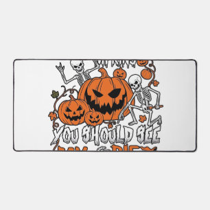 If You Like Pumpkins Halloween Skeleton Pie_1 Desk Mat