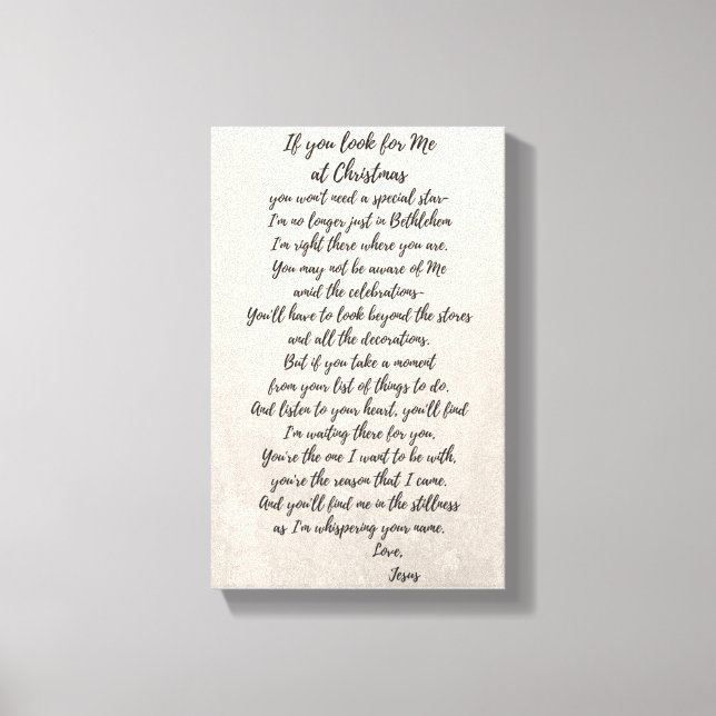 If you look for Me at Christmas Canvas Print (Front)