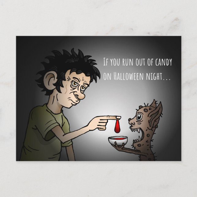 If you run out of candy halloween night holiday postcard (Front)