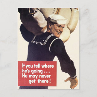If you tell where he's going... postcard