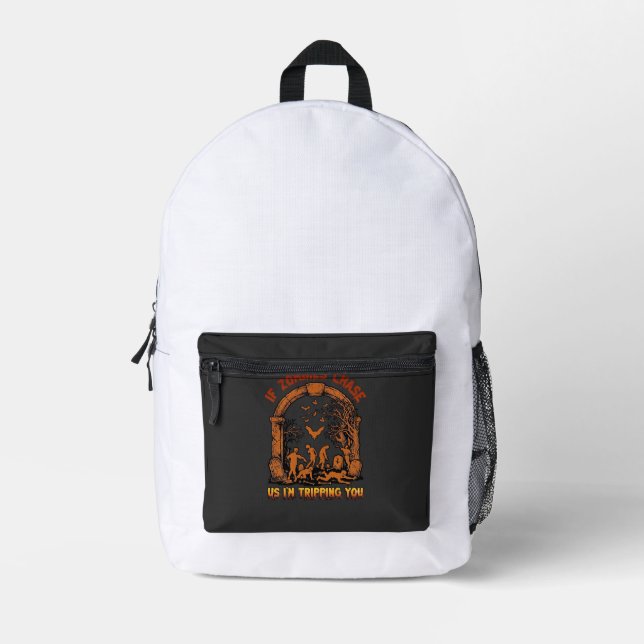 If Zombies Chase Us Im Tripping You Graveyard Bats Printed Backpack (Front)