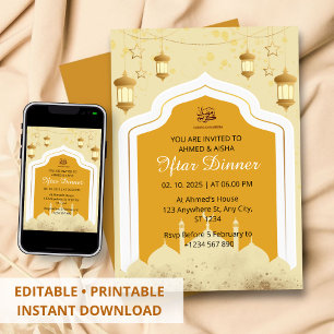 Iftar dinner invitation ramadan mosque orange