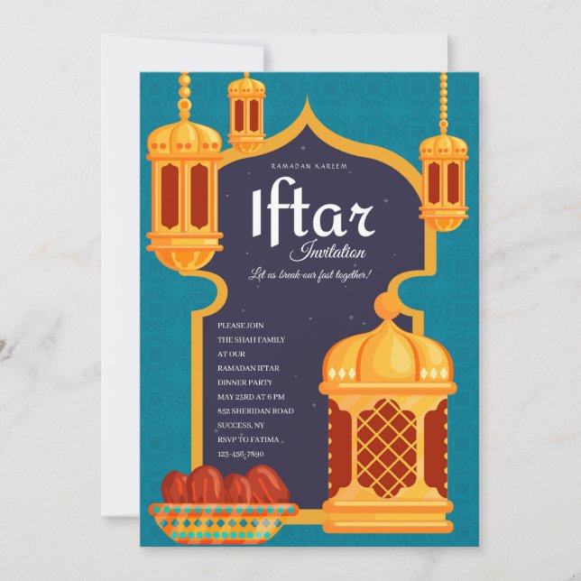 Iftar Lanterns Dinner Party Invitation (Front)
