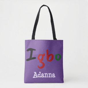 Igbo Tribal Purple Tote Bag