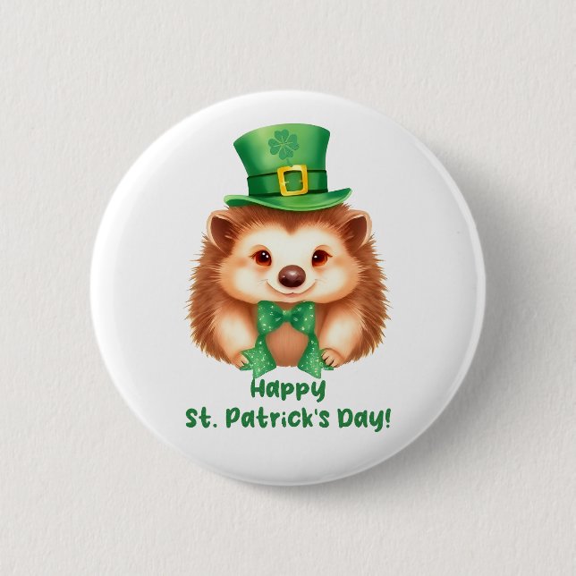 Igel Gráinneog Happy St Patricks Day 6 Cm Round Badge (Front)