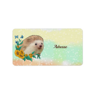 Igel im Blumenbeet  Label