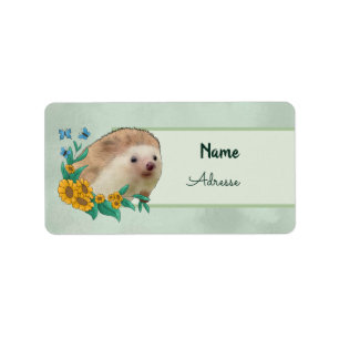 Igel mit Blüten Label