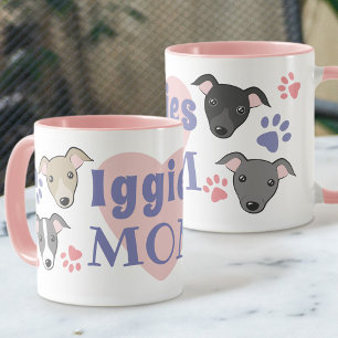 Iggies Dog Mum Italian Greyhound Cute Cartoon Pink Mug