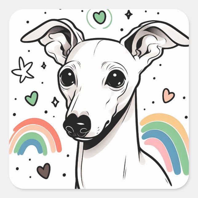 Iggy Italian Greyhound Doodle Stickers (Front)