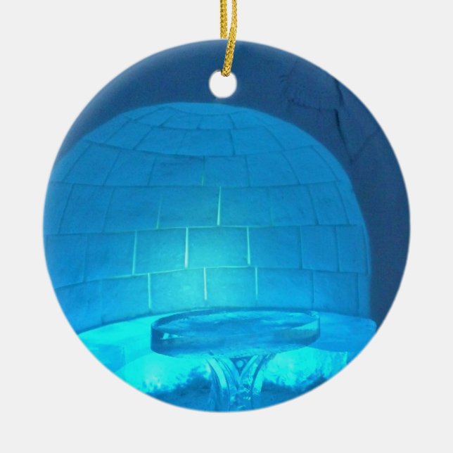 Igloo Room at Hotel de Glace, Quebec, Canada Ceramic Tree Decoration (Front)