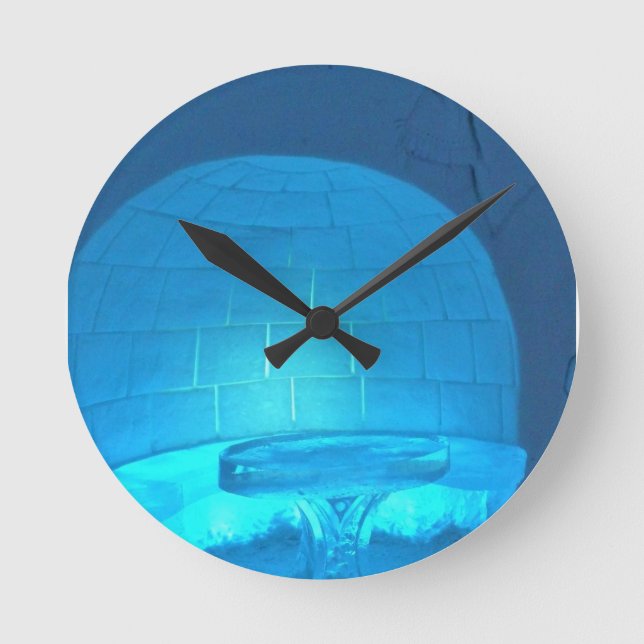 Igloo Room at Hotel de Glace, Quebec, Canada Round Clock (Front)