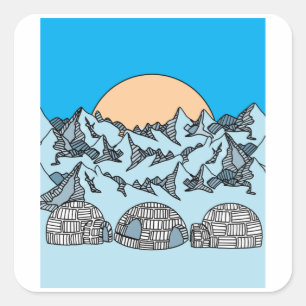 Igloo snow and ice landscape square sticker