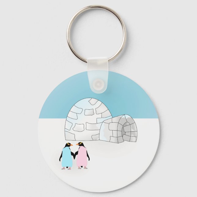 Igloo with colored penguins key ring (Front)