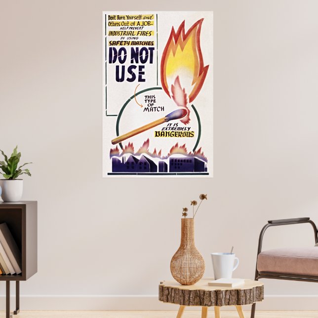 Ignite Safety, Not Fires: Vintage Poster (Living Room 3)