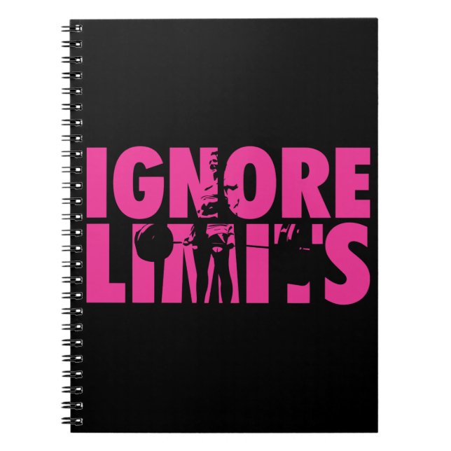 IGNORE LIMITS - Women's Weightlifting Motivational Spiral Notebook (Front)