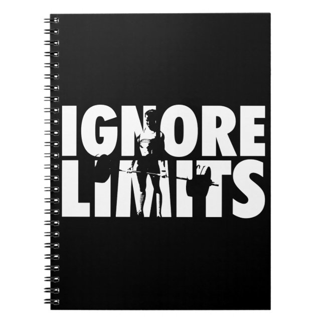 IGNORE LIMITS - Women's Weightlifting Motivational Spiral Notebook (Front)