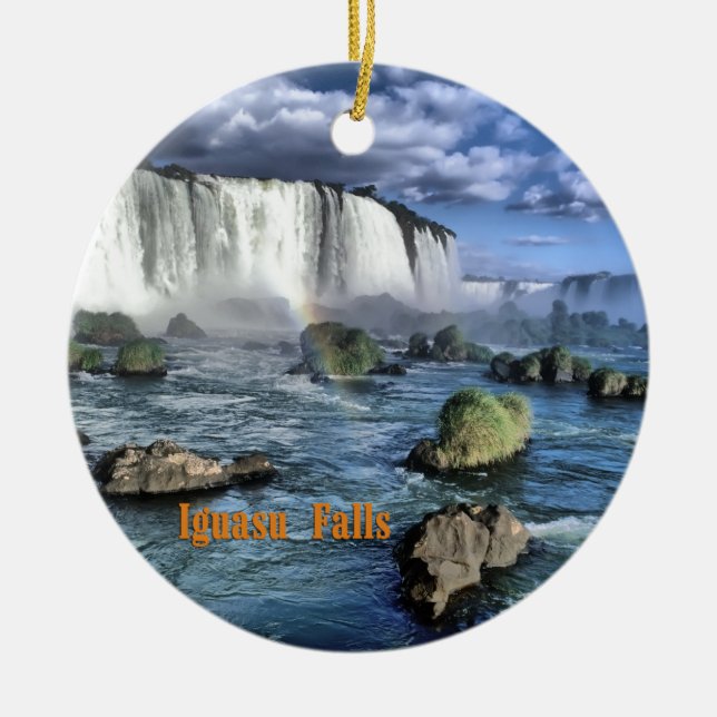 Iguacu falls Brazil Ceramic Tree Decoration (Front)