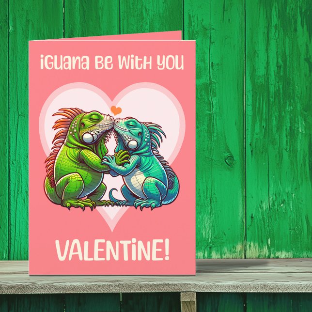 Iguana Be With You Cute Funny Valentine Holiday Card (Creator Uploaded)