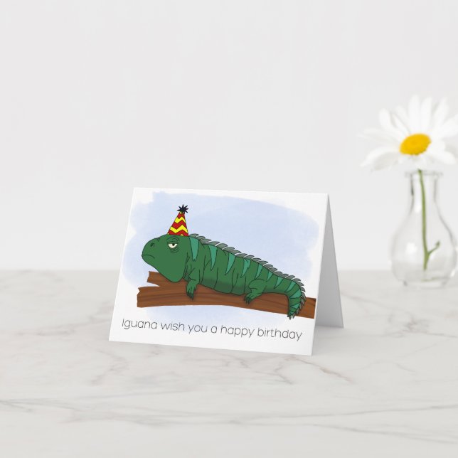 Iguana Birthday  Card (Small Plant)