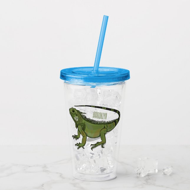 Iguana cartoon illustration acrylic tumbler (Back Ice)