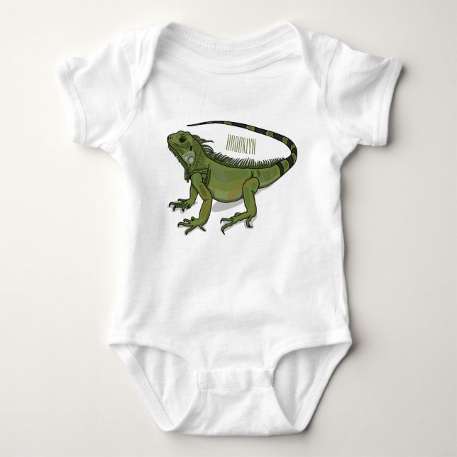 Iguana cartoon illustration   baby bodysuit (Front)