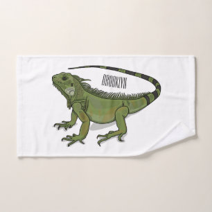 Iguana cartoon illustration bath towel set