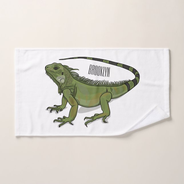 Iguana cartoon illustration  bath towel set (Hand Towel)