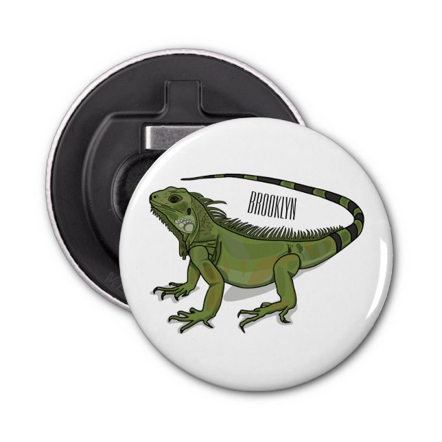 Iguana cartoon illustration bottle opener (Front)