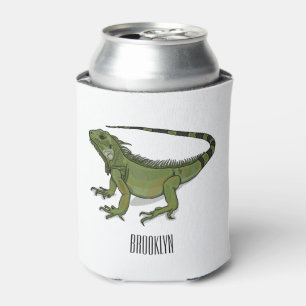 Iguana cartoon illustration  can cooler