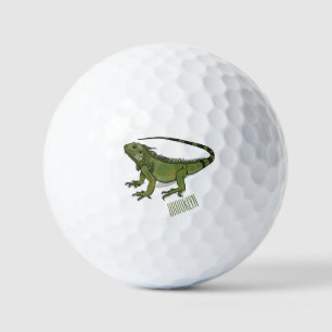 Iguana cartoon illustration golf balls